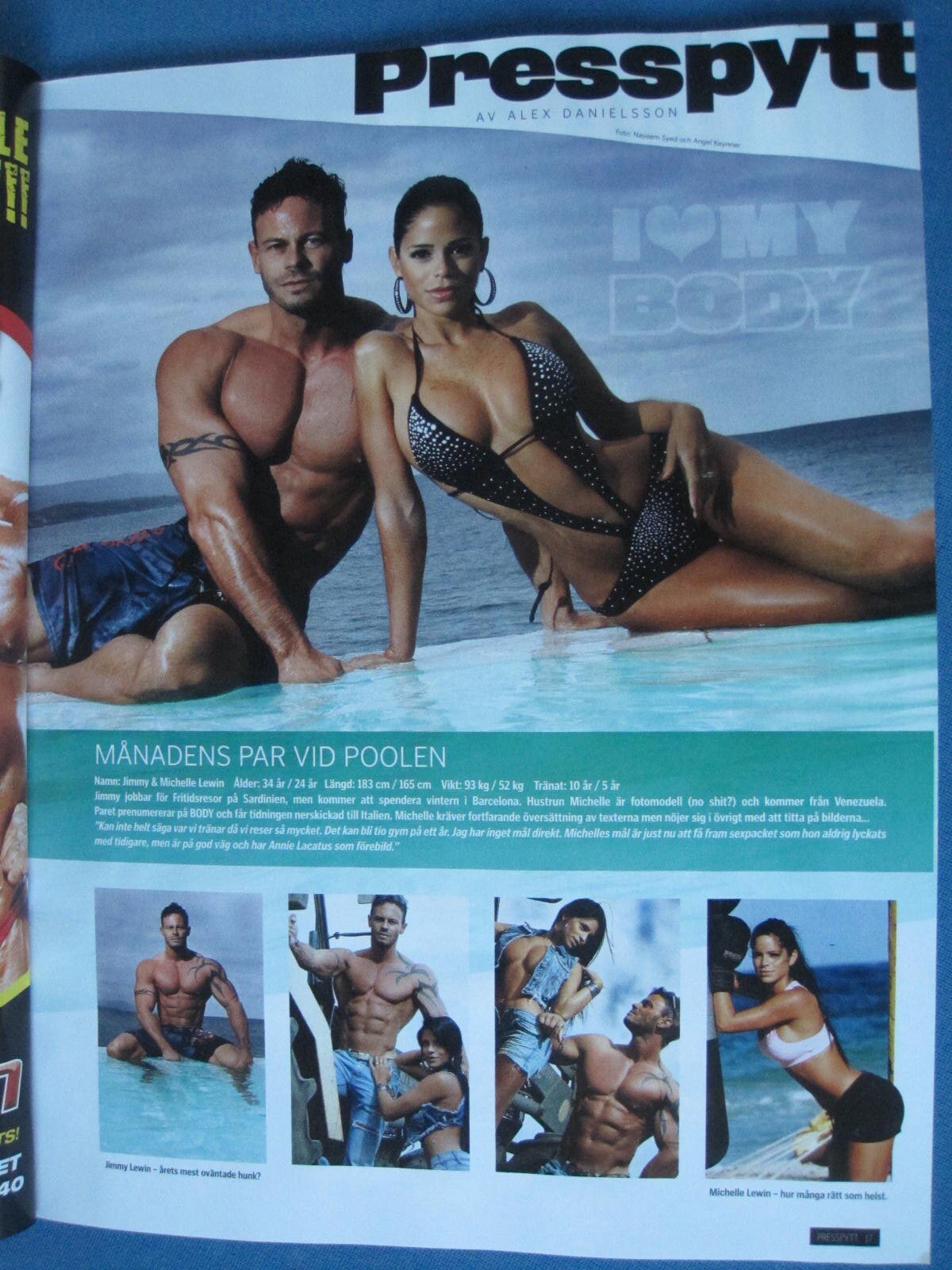 BODY magazine spread featuring Michelle and Jimmy Lewin poolside
